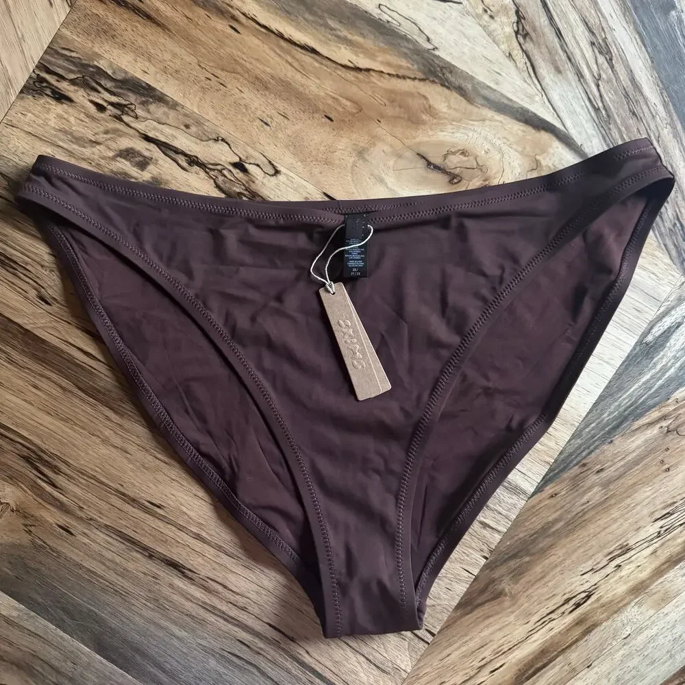 SKIMS Recycled Swim Mid Coverage Bottom in Cocoa